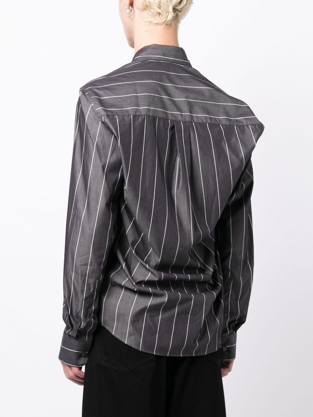 MARTINE ROSE WOVEN PULLED NECK SHIRT "WHITE" - 4