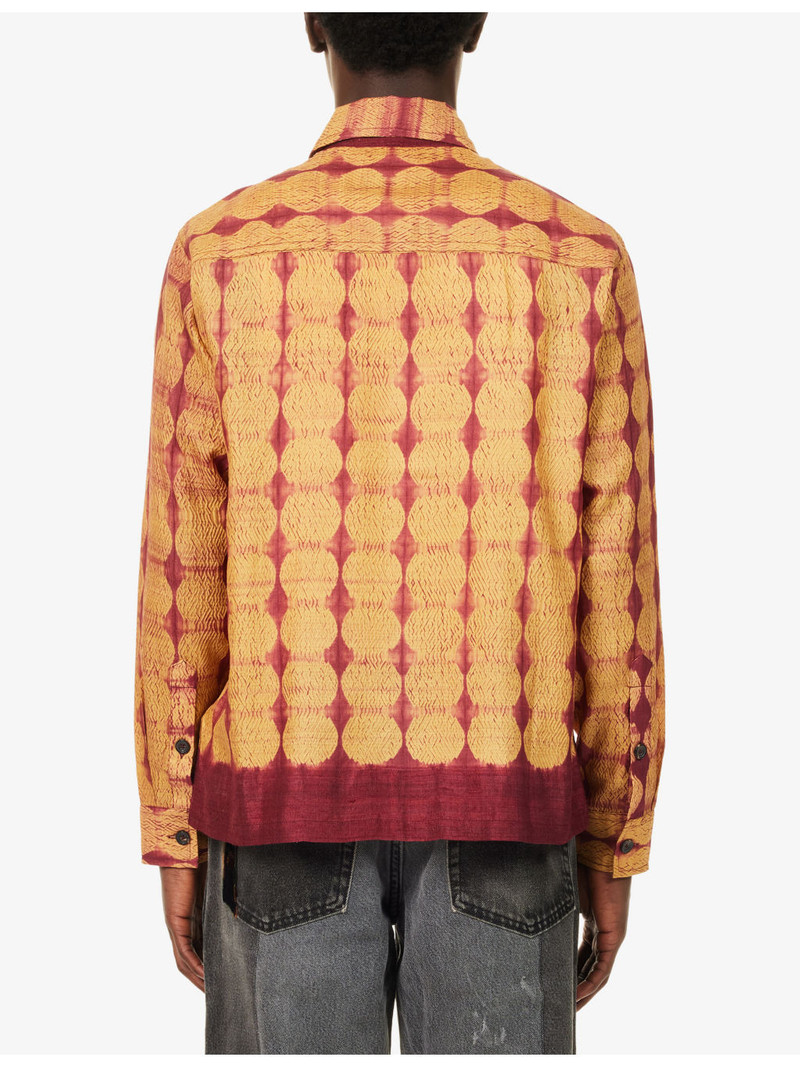 Shibori Patterned Long-Sleeve Silk Shirt 4