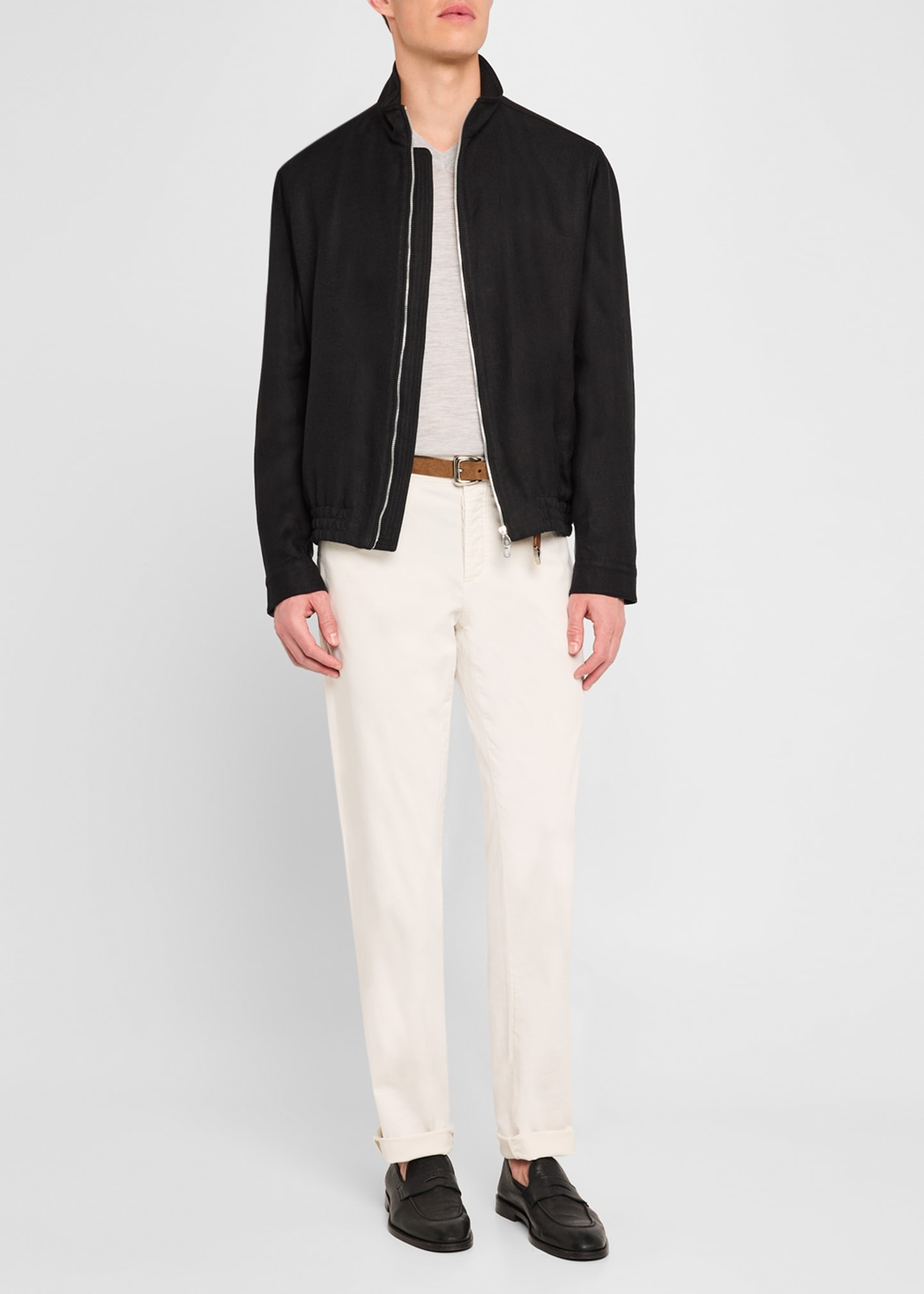 Men's Linen, Wool and Silk Full-Zip Blouson Jacket - 2