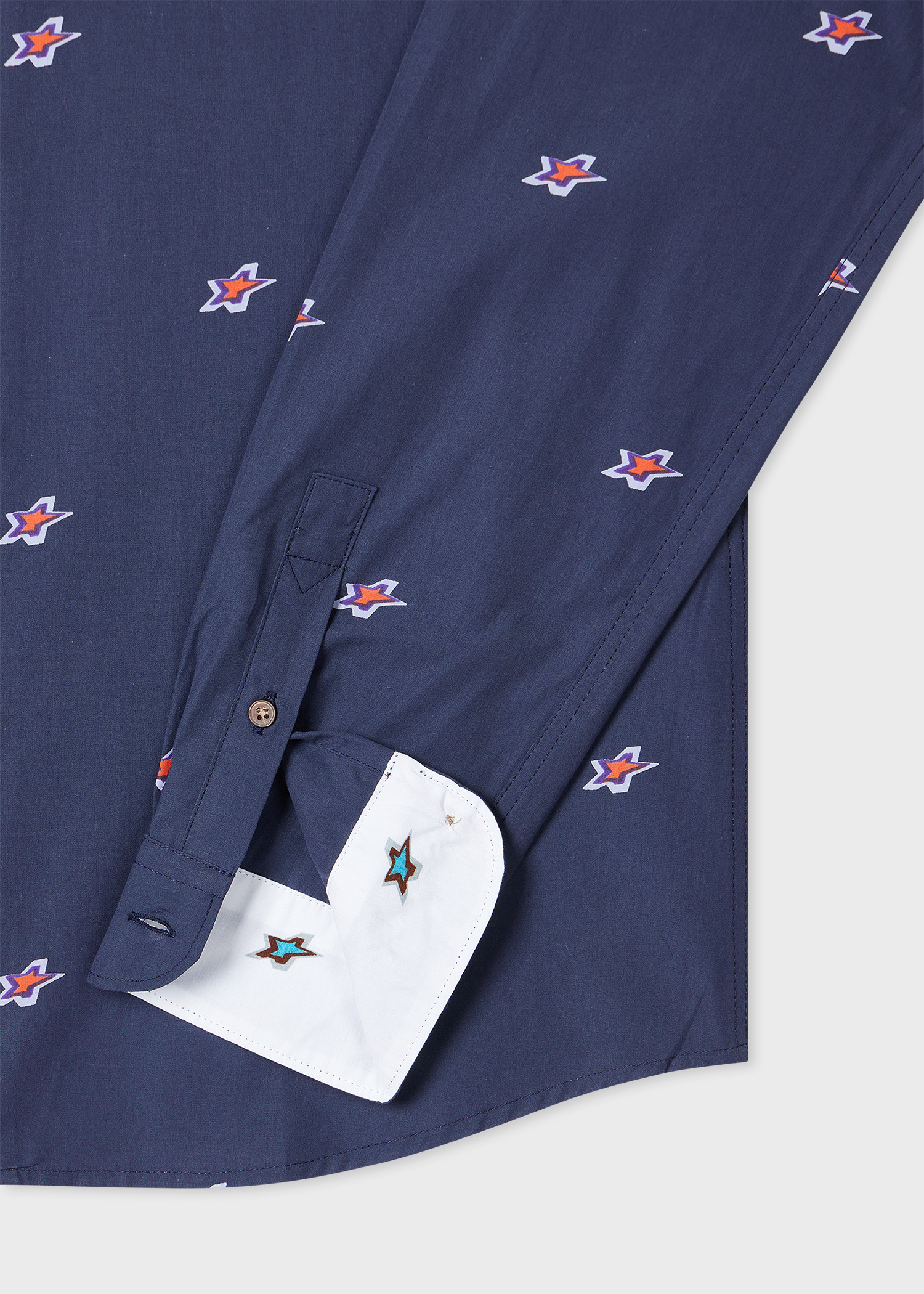 Tailored-Fit Washed Navy 'Star' Print Shirt - 2