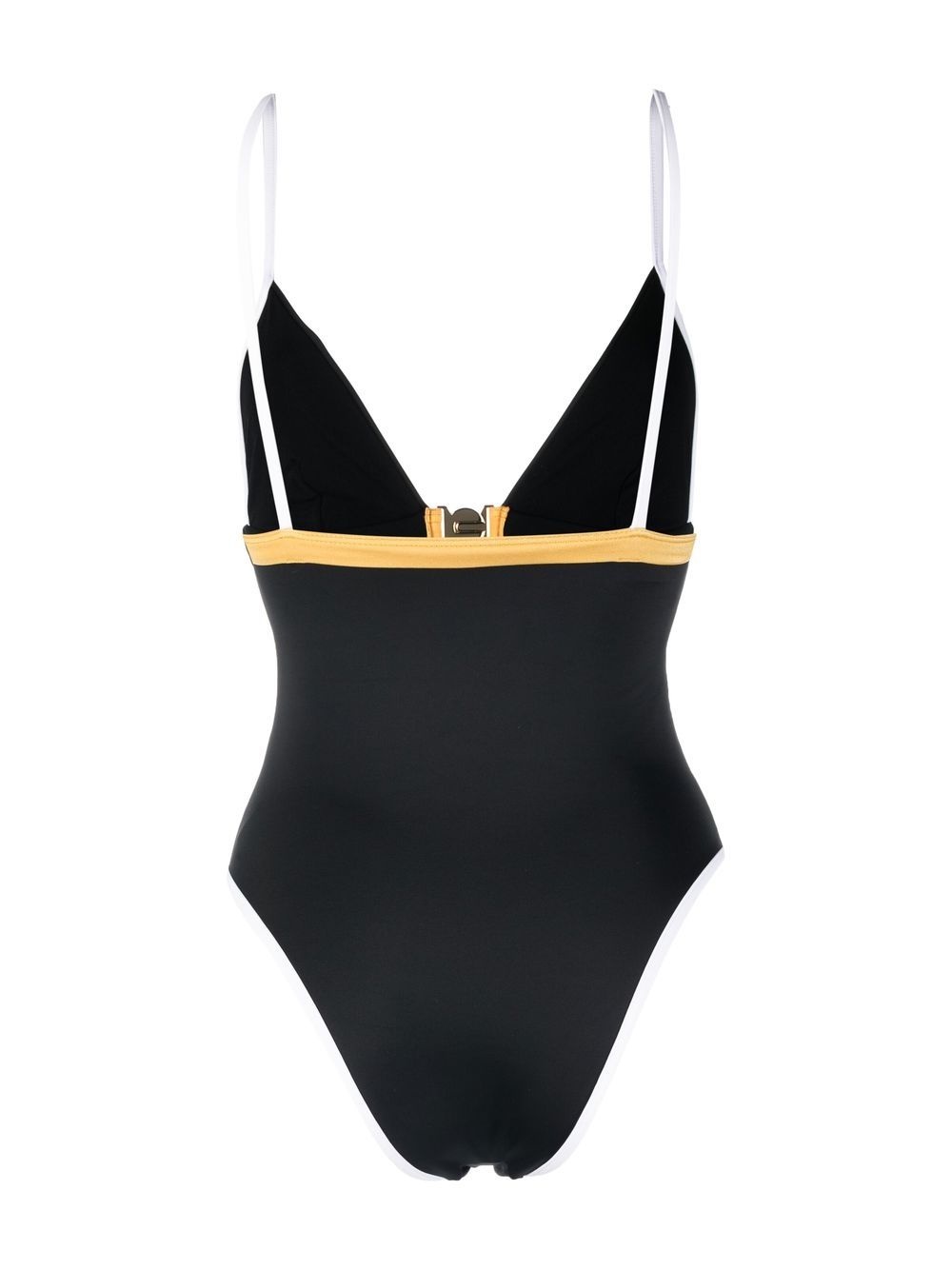 colour-block fitted swimsuit - 2