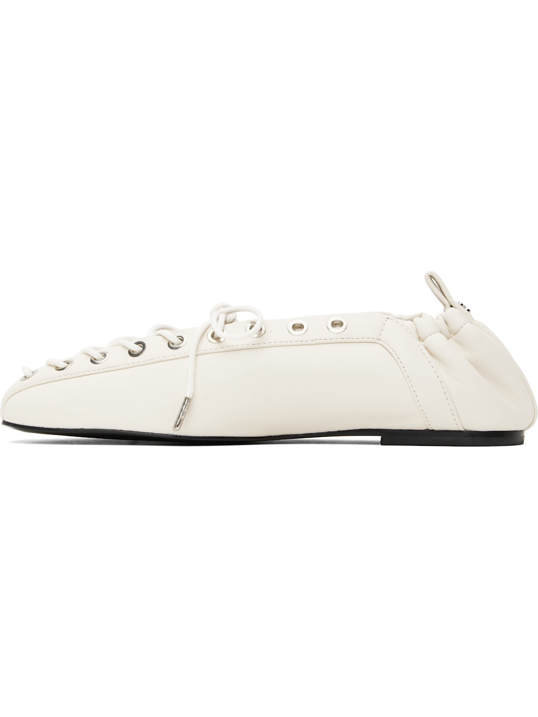 Off-White Lace-Up Ballerina Flats - 3