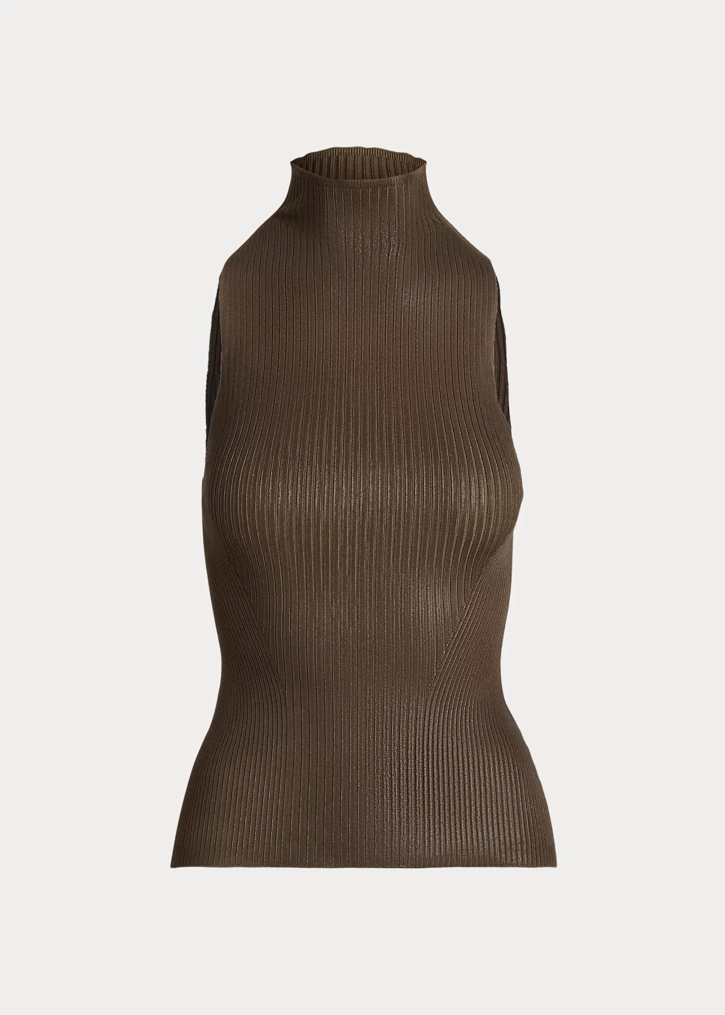 Foiled Rib-Knit Mockneck Sweater - 1