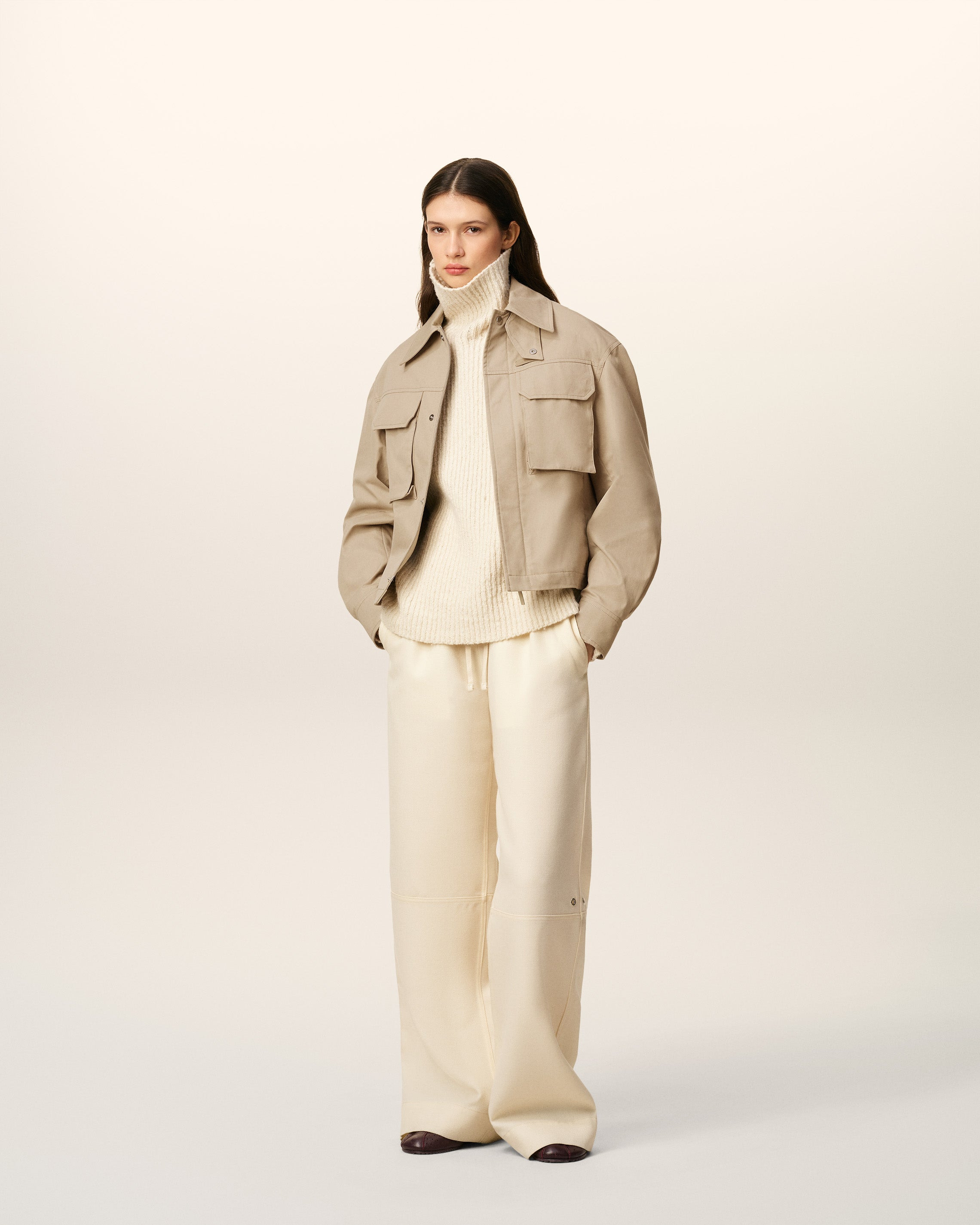 BEIGE COTTON WORKER JACKET - 2