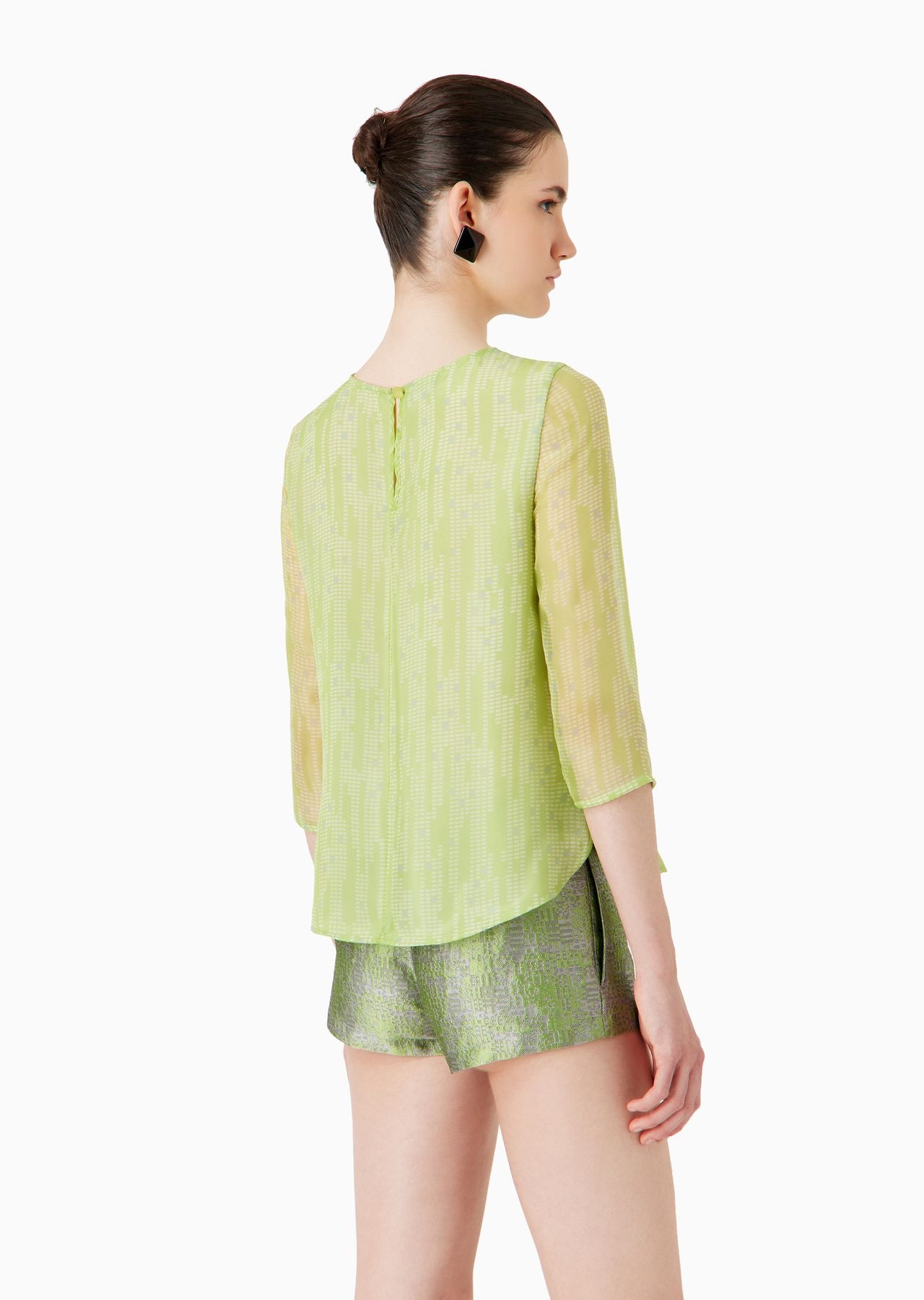 Jacquard shorts with embossed geometric pattern - 3