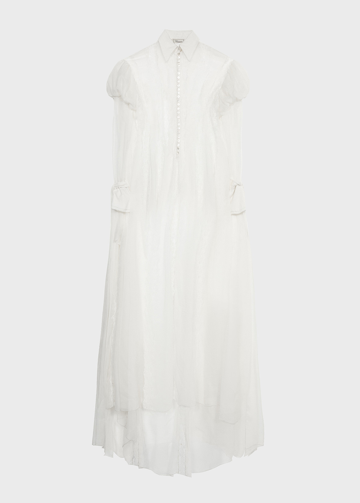 CHIFFON AND LACE SHIRT DRESS - 1