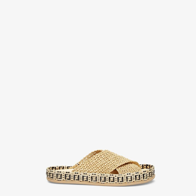 Beige raffia slides 1