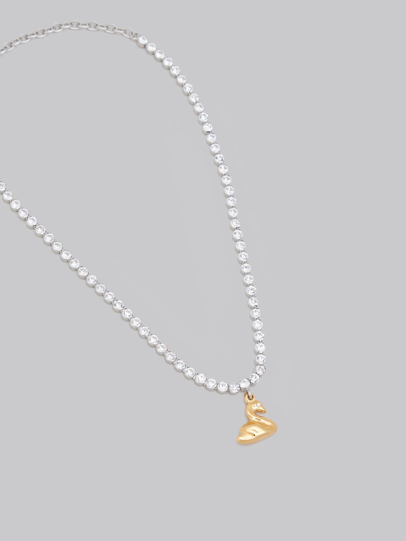 RHINESTONE CHAIN NECKLACE WITH SWAN CHARM - 3