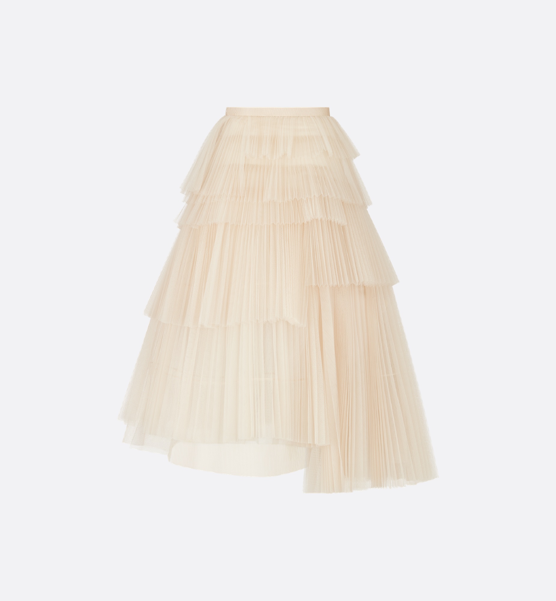Mid-Length Asymmetric Pleated Skirt - 2