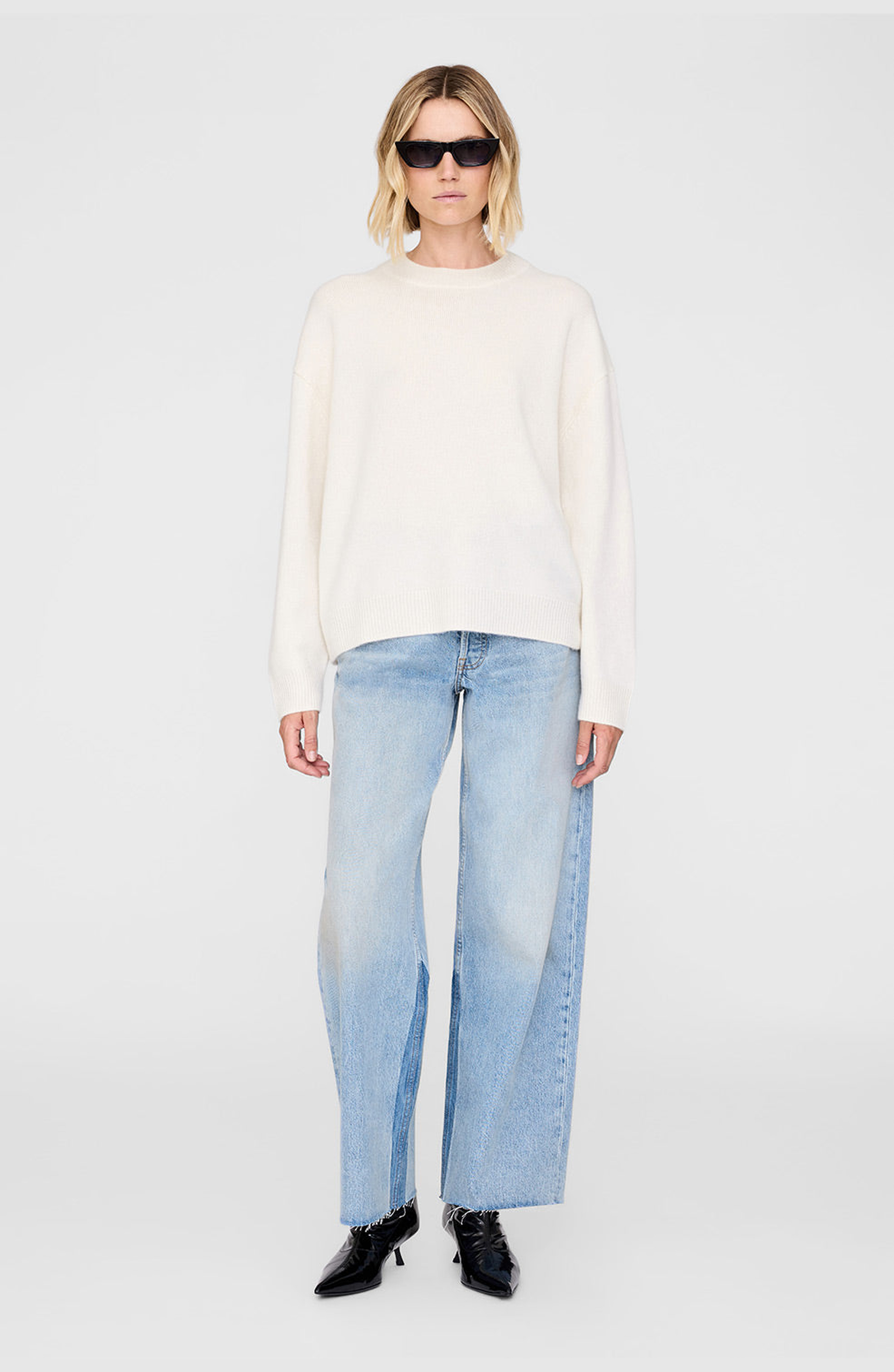 ANINE BING Lee Crew Sweater in Cream at Nordstrom - 1