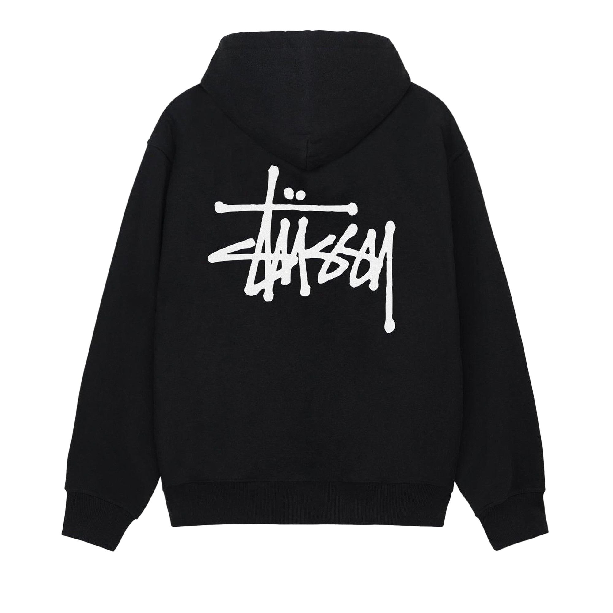 Stussy Basic Logo Zip Up Hoodie 'Black' - 2