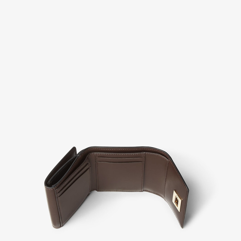 Fendi Way Trifold Small Black and chocolate brown leather wallet 4