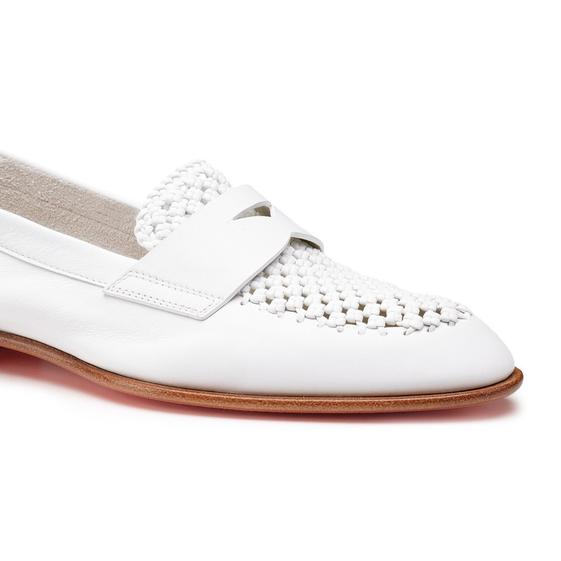 Women's white leather penny loafer 4