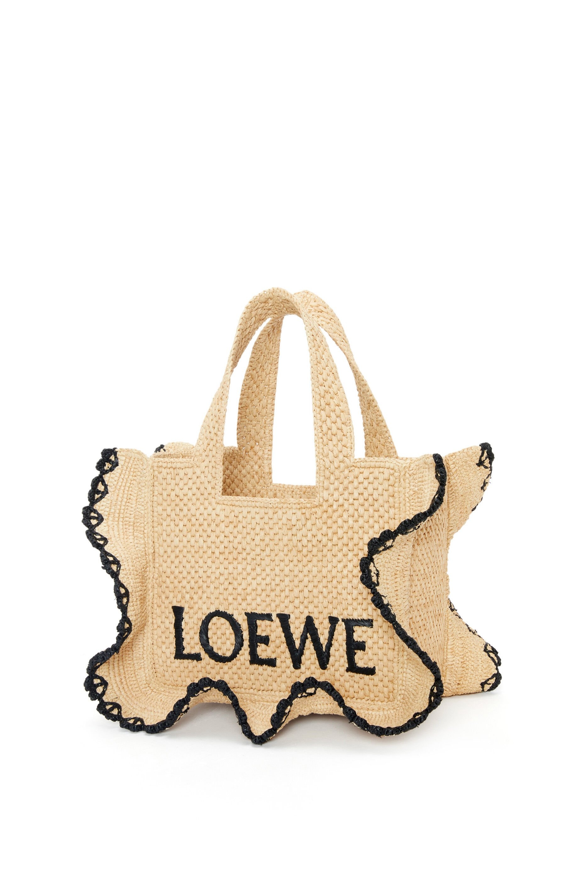 Small LOEWE Font tote in raffia - 4