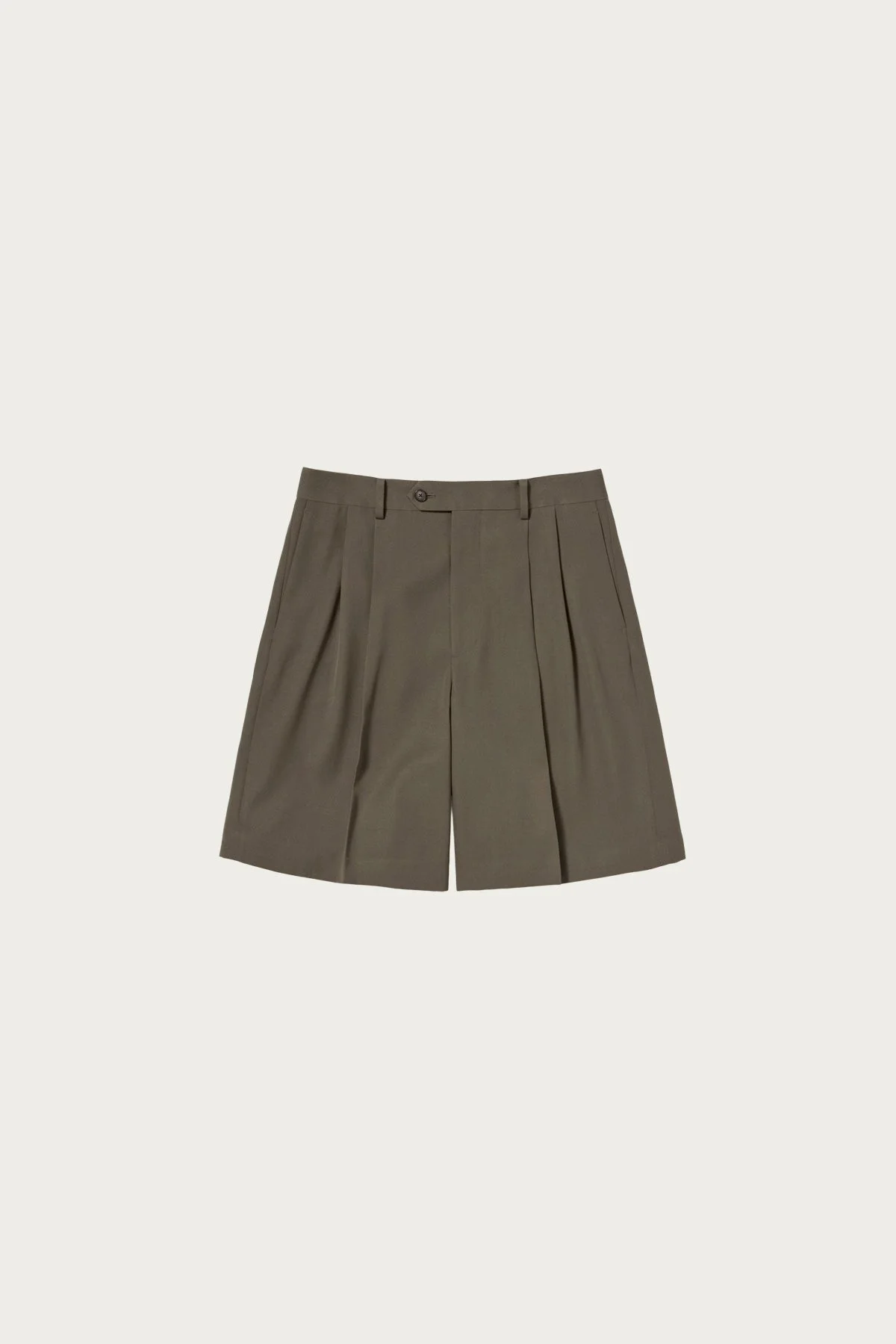 Light Wool Max Gabardine Shorts - Dark Olive Brown - 1