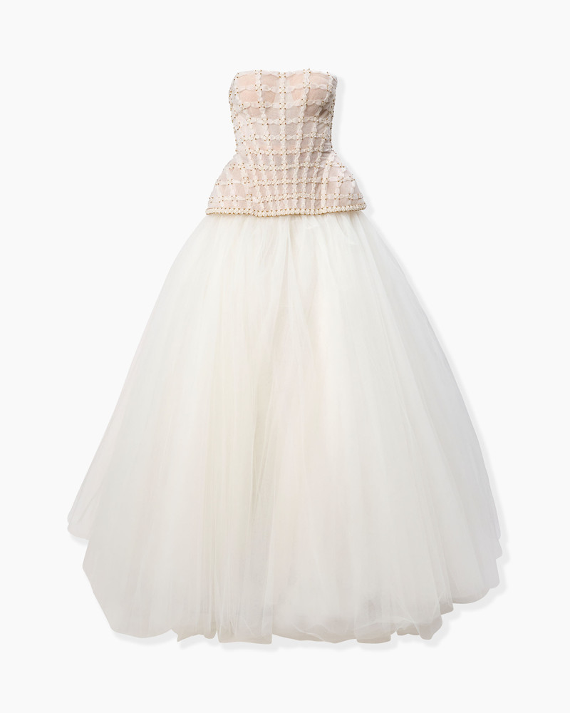 Crystal-Embroidered Strapless Gown 1