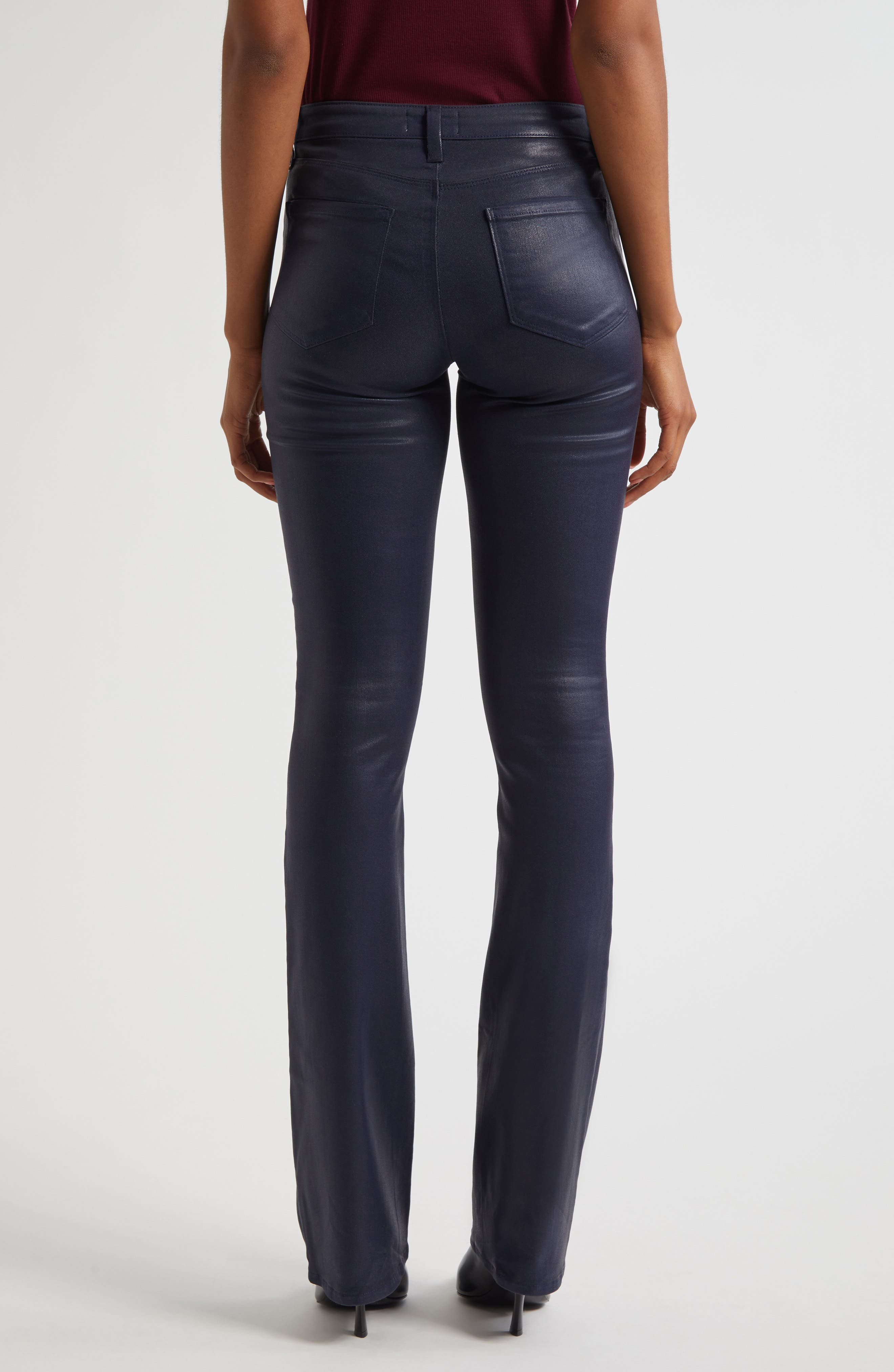 L'AGENCE Selma High Waist Baby Boot Jeans in Deep Midnight Coated at Nordstrom - 3
