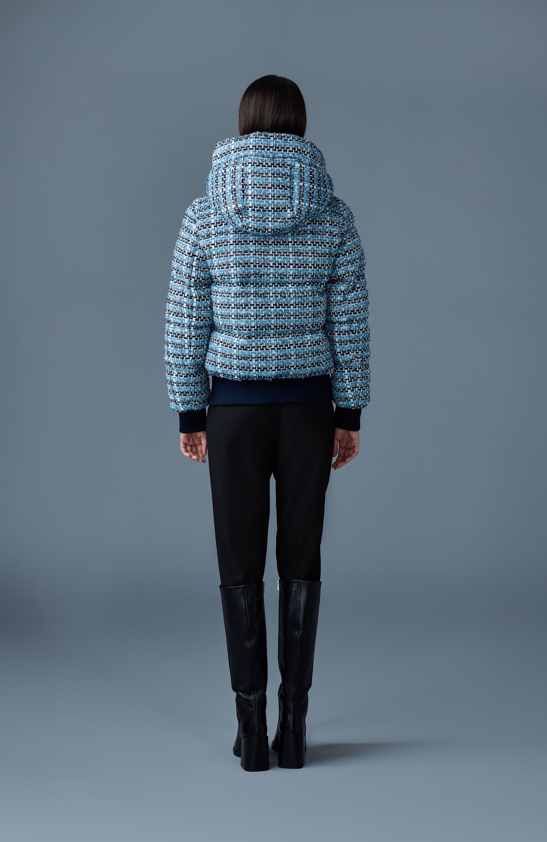 SHIRLEY-TW Mix Media Tweed quilted down jacket - 4