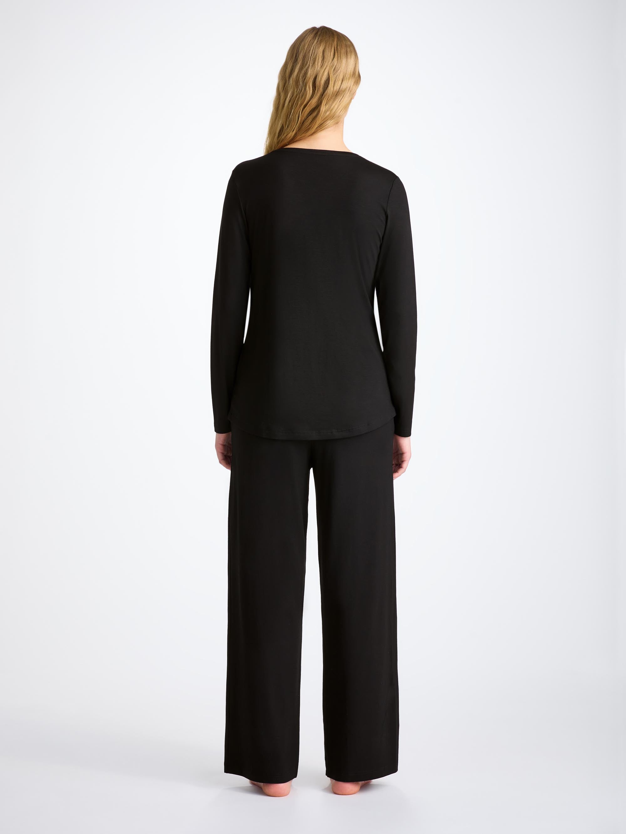 Women's Long Sleeve T-Shirt Lara Micro Modal Stretch Black - 4