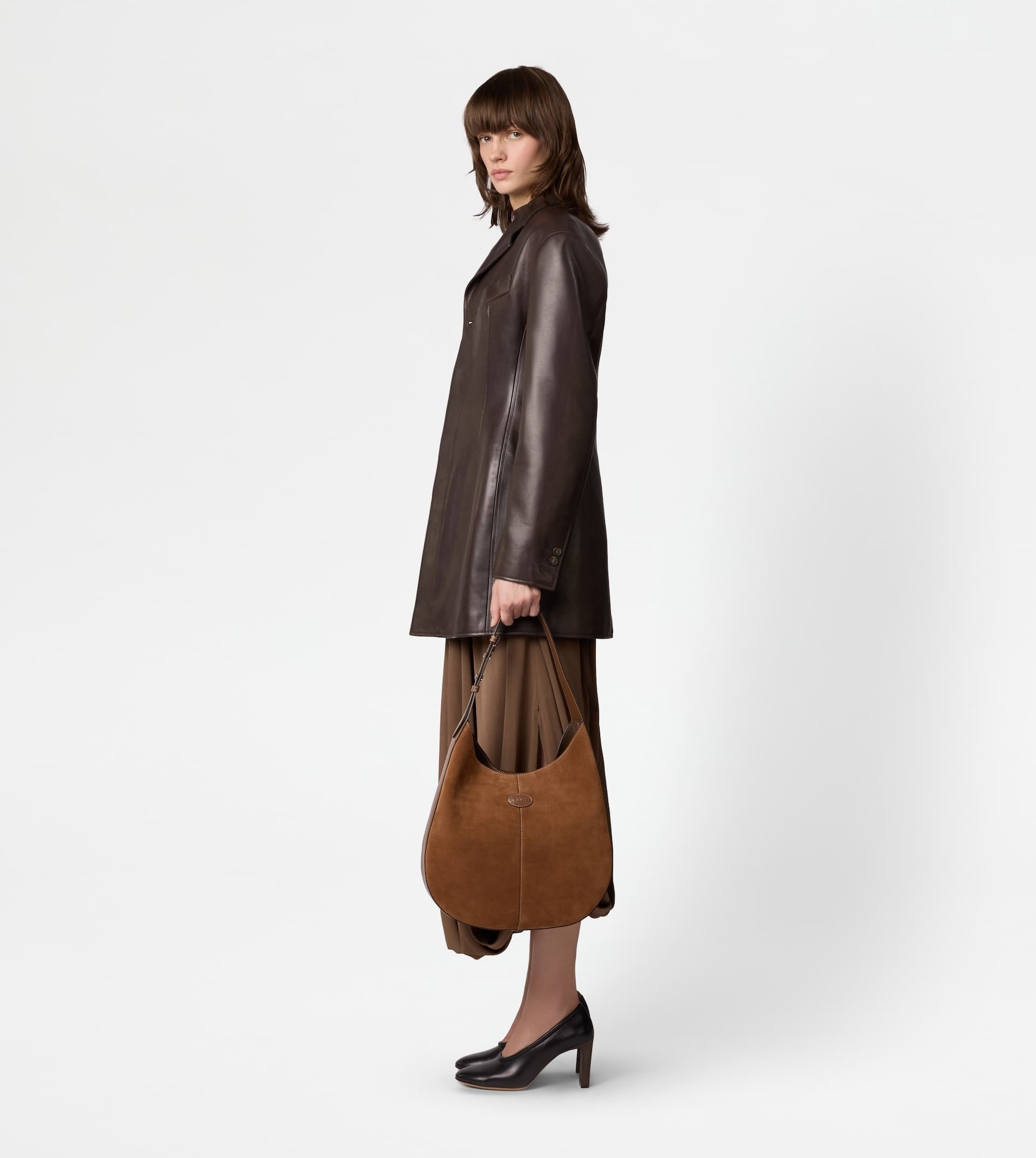 TOD'S DI BAG HOBO IN SUEDE SMALL - BROWN - 7