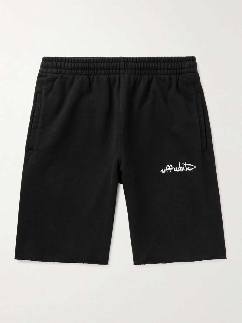 Straight-Leg Logo-Embroidered Cotton-Jersey Shorts - 1