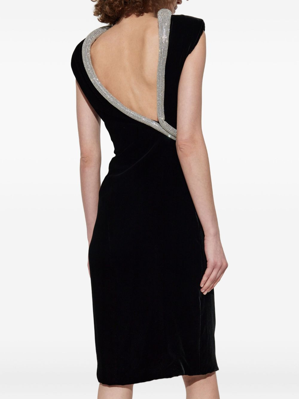 crystal-embellished velvet dress - 4