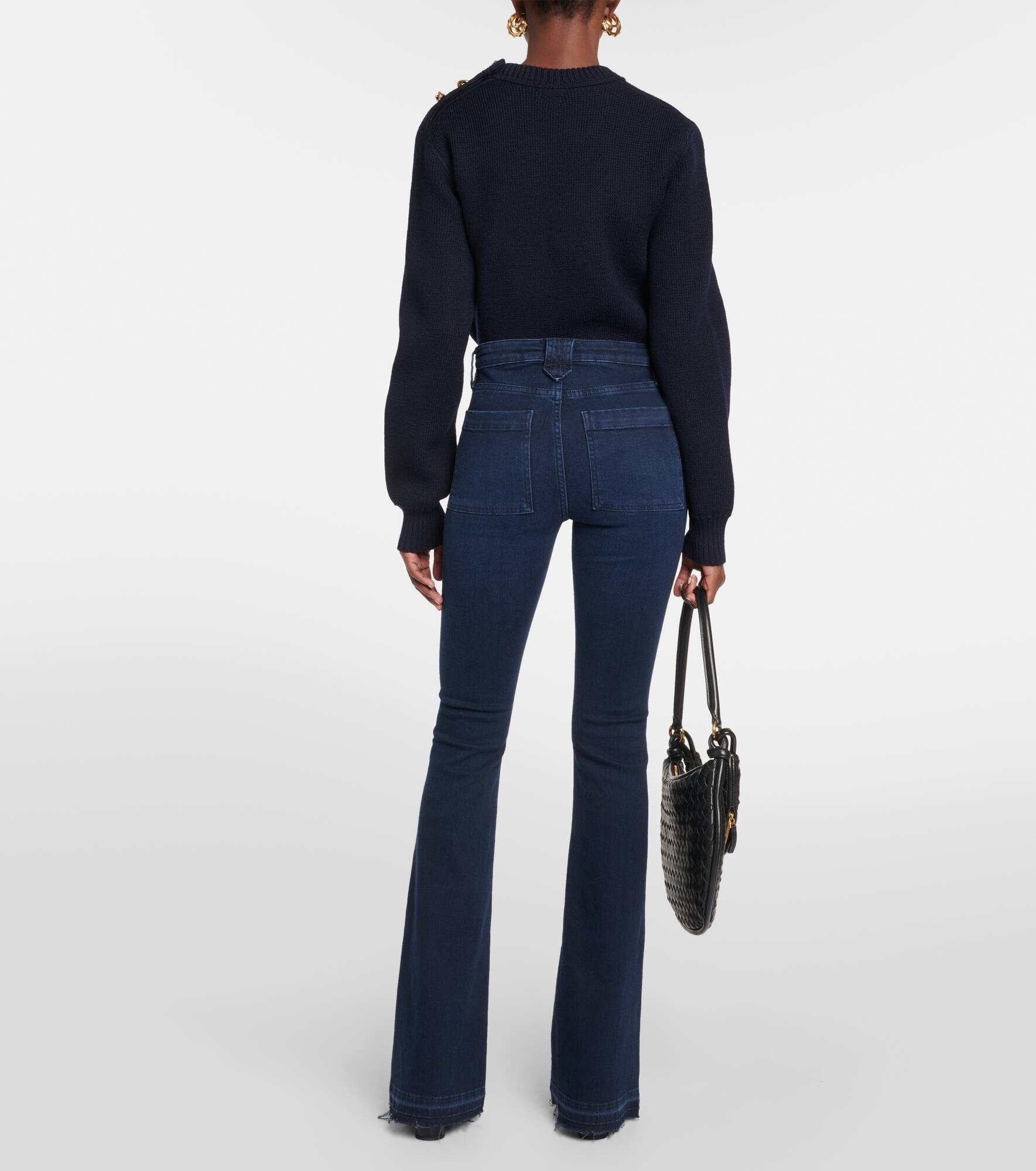 Trapunto high-rise flared jeans - 3