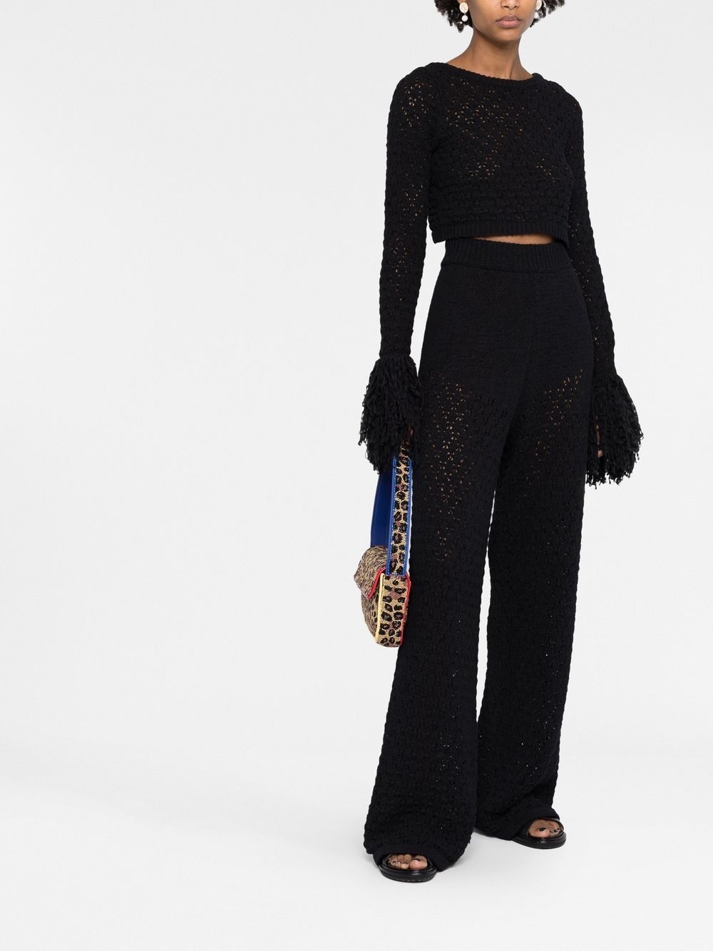 loose-knit high-waisted trousers - 2