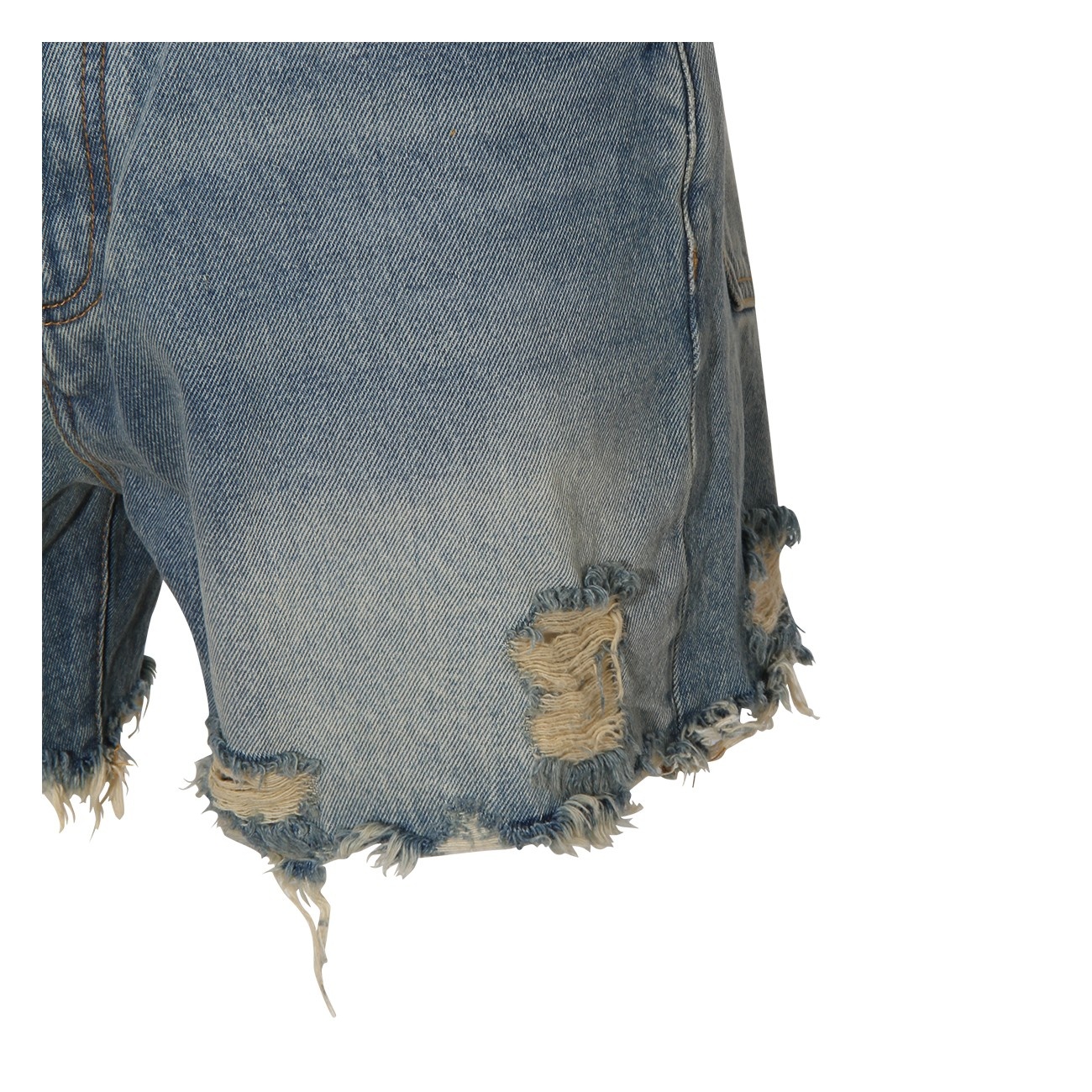 blue cotton denim shorts - 3