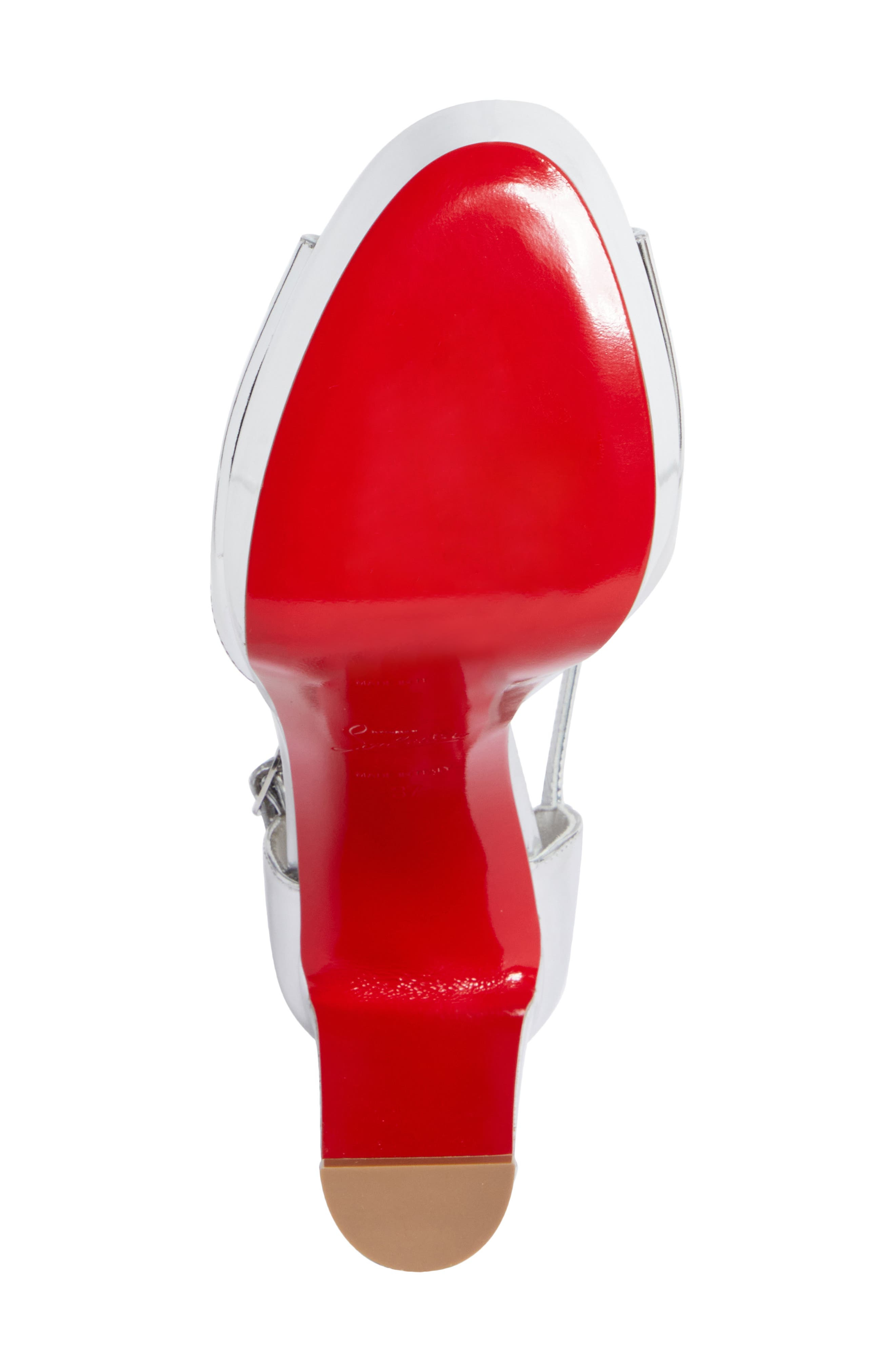 Christian Louboutin Sandaloo Metallic Peep-Toe Sandal in Silver at Nordstrom - 6