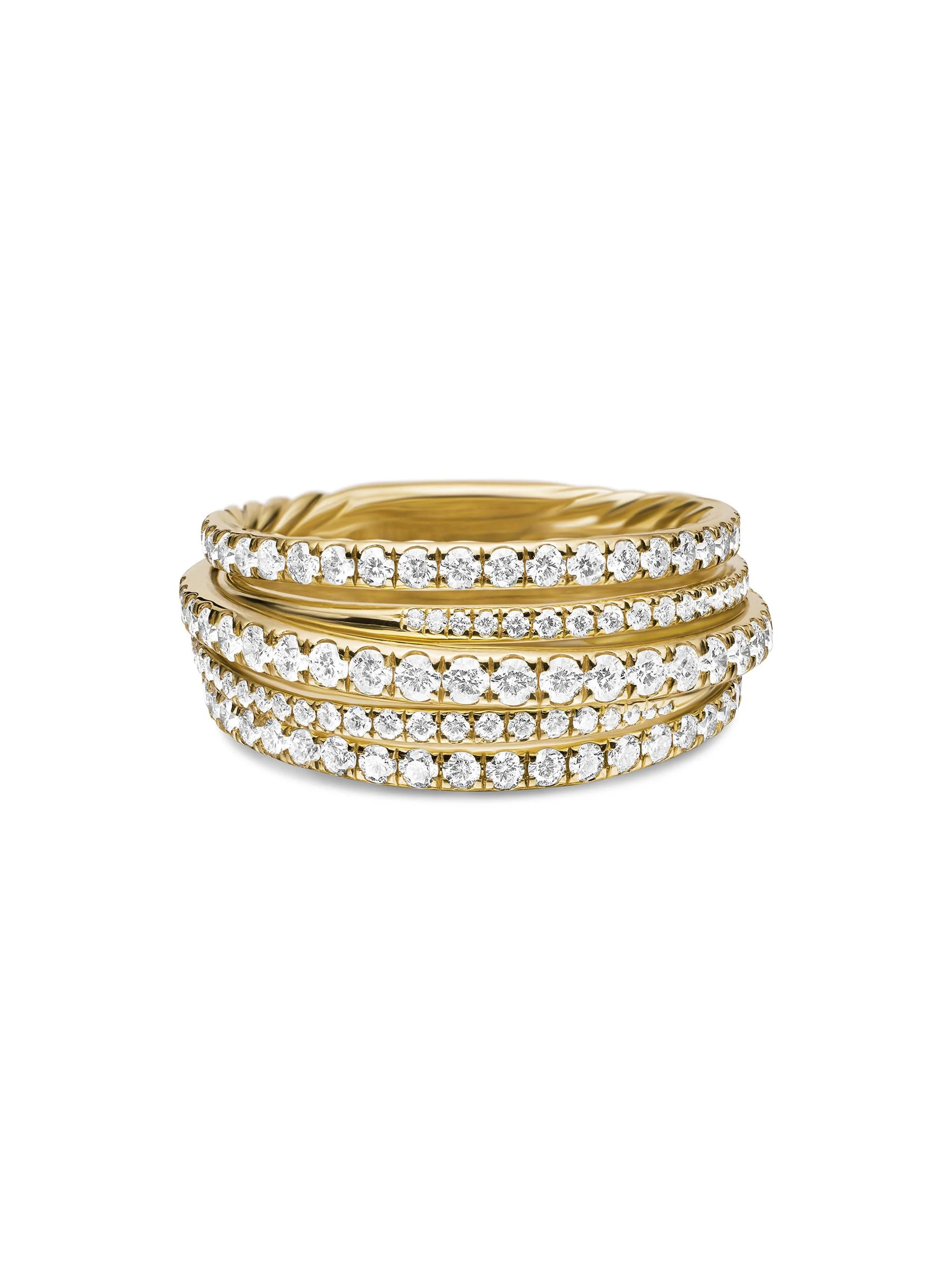 Women's Pav & eacute Crossover Ring In 18K Yellow Gold With Diamonds - 1