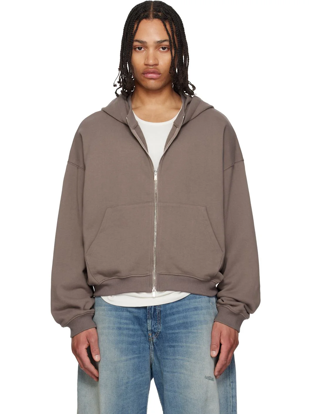 Brown RH Zip Up Hoodie - 1
