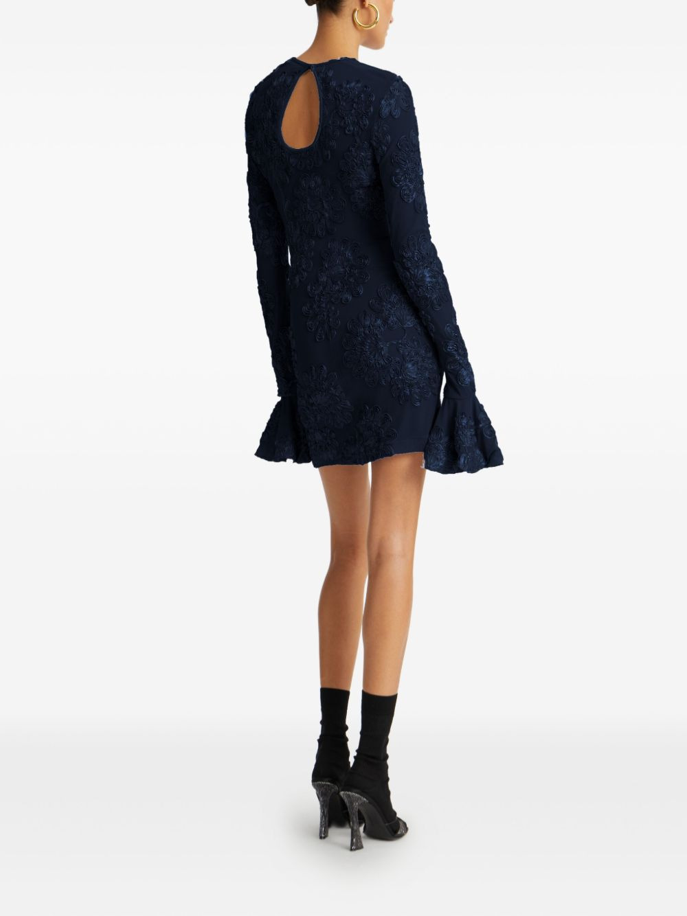 3D floral mesh mini dress - 3