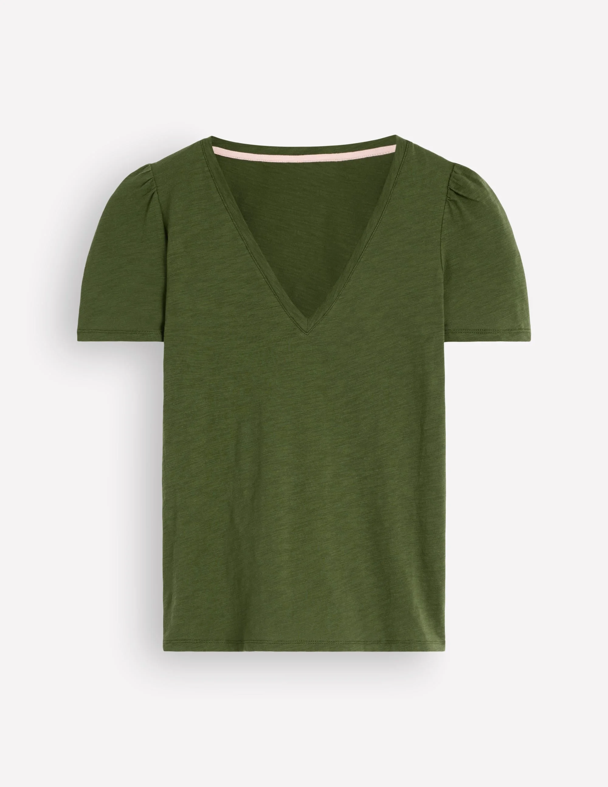 Sophie V-neck Slub T-shirt-Brunswick Green - 1