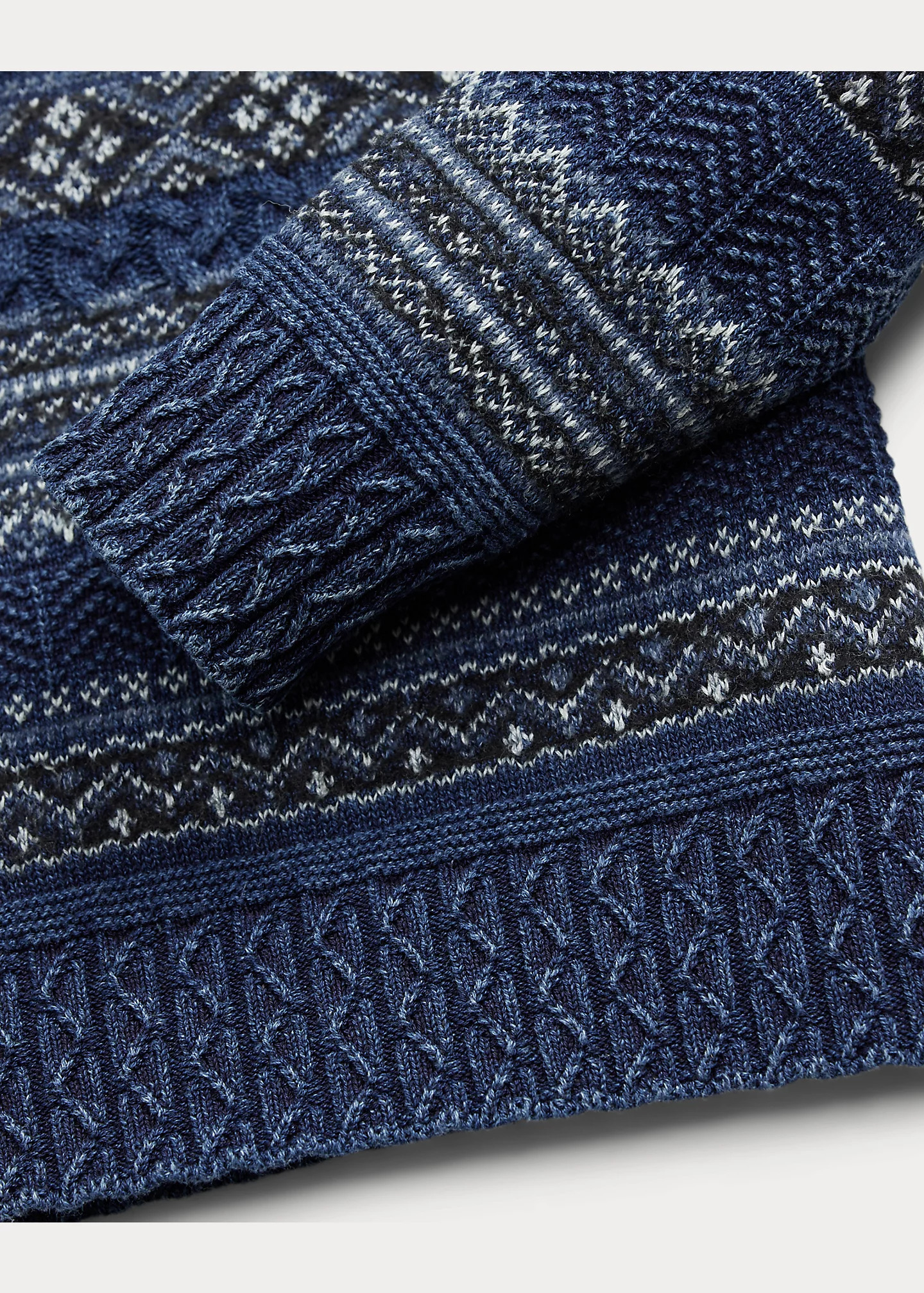 Indigo Fair Isle Cotton-Linen Sweater - 4