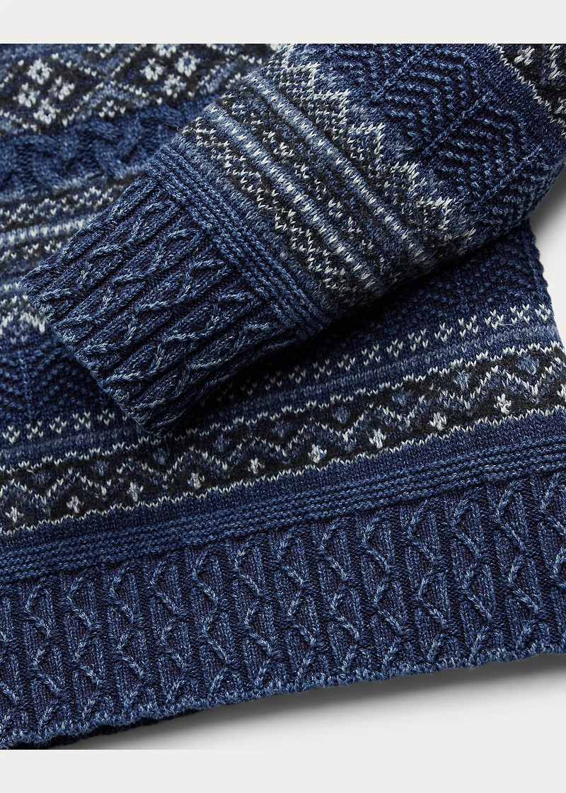 Indigo Fair Isle Cotton-Linen Sweater 4