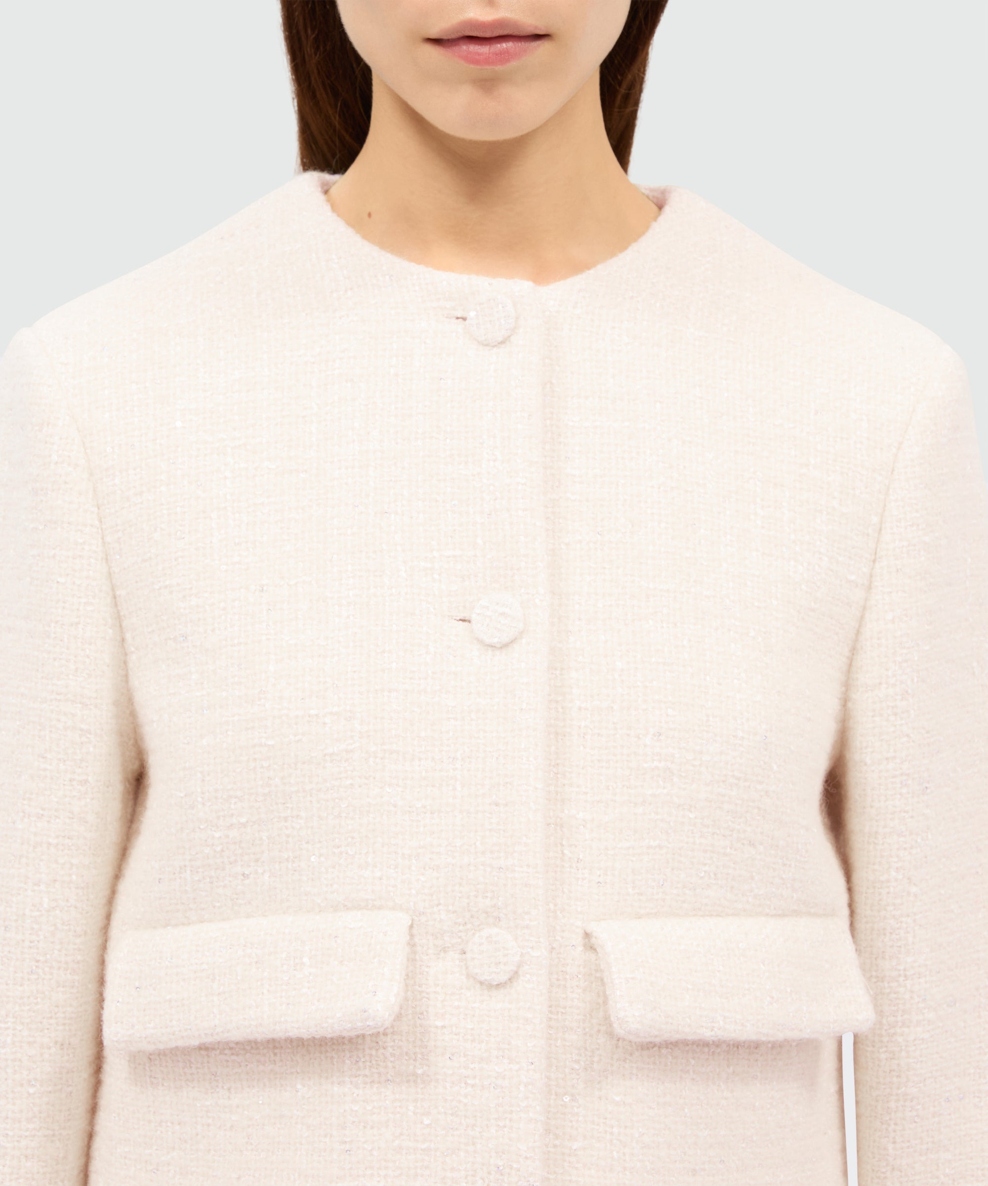 Ivory bouclé jacket with micro sequins - 5