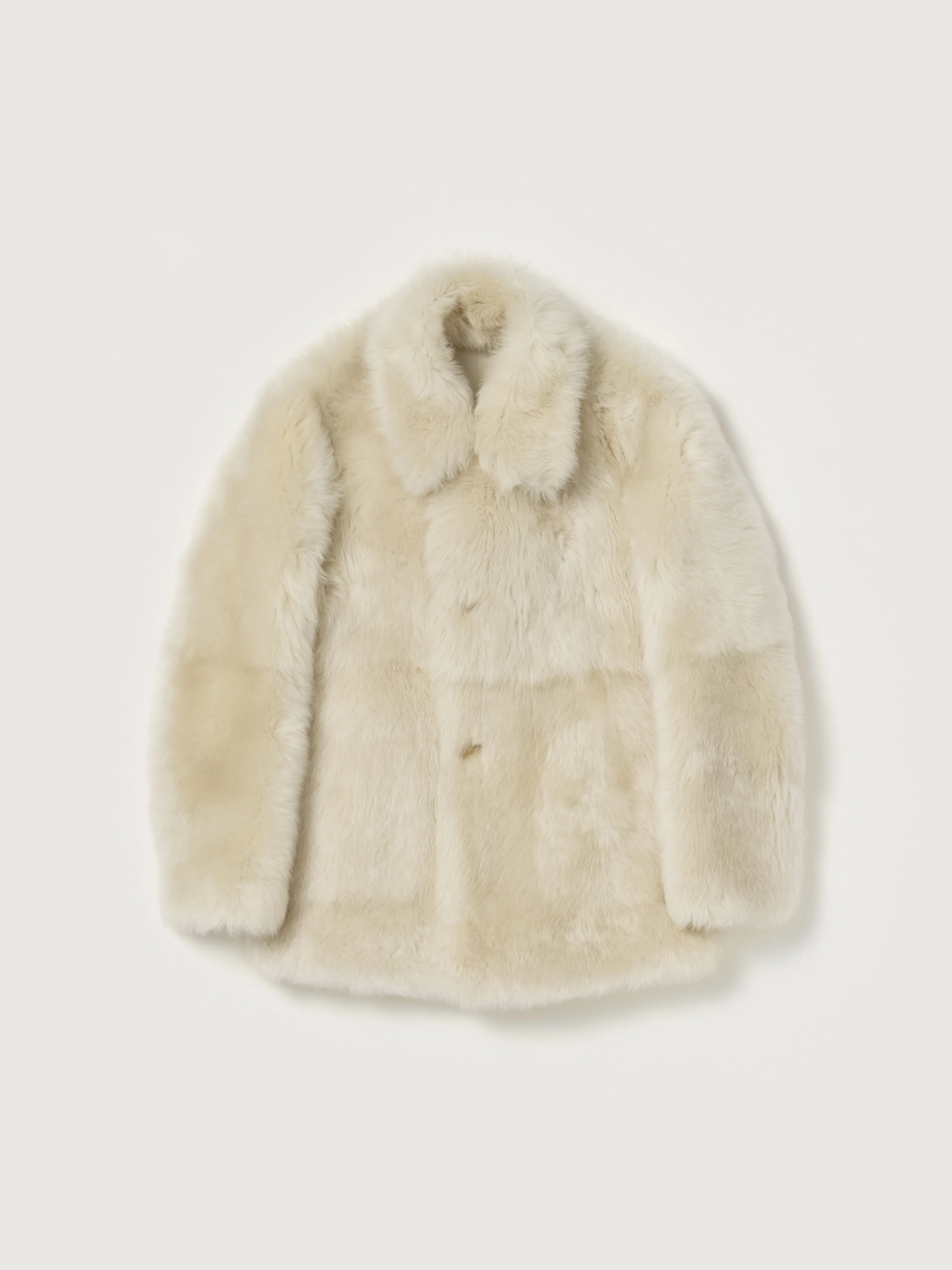 LONG HAIRED MERINO MOUTON SHORT COAT - 1