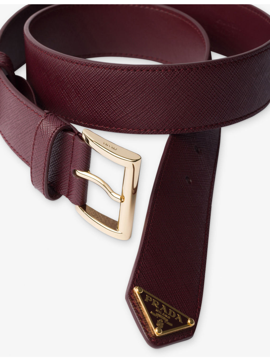 Brand-Plaque Saffiano-Leather Belt - 2