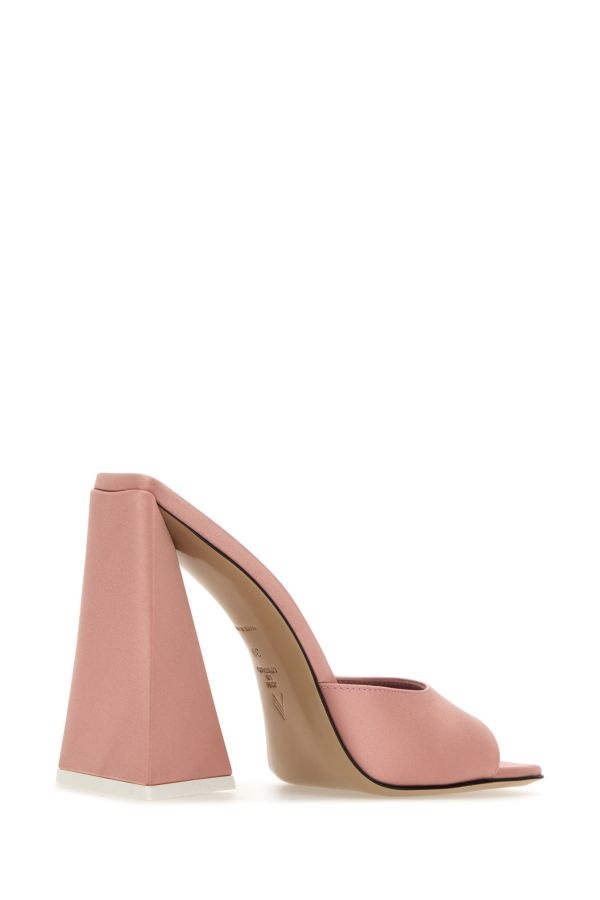 Pink satin Devon mules - 3