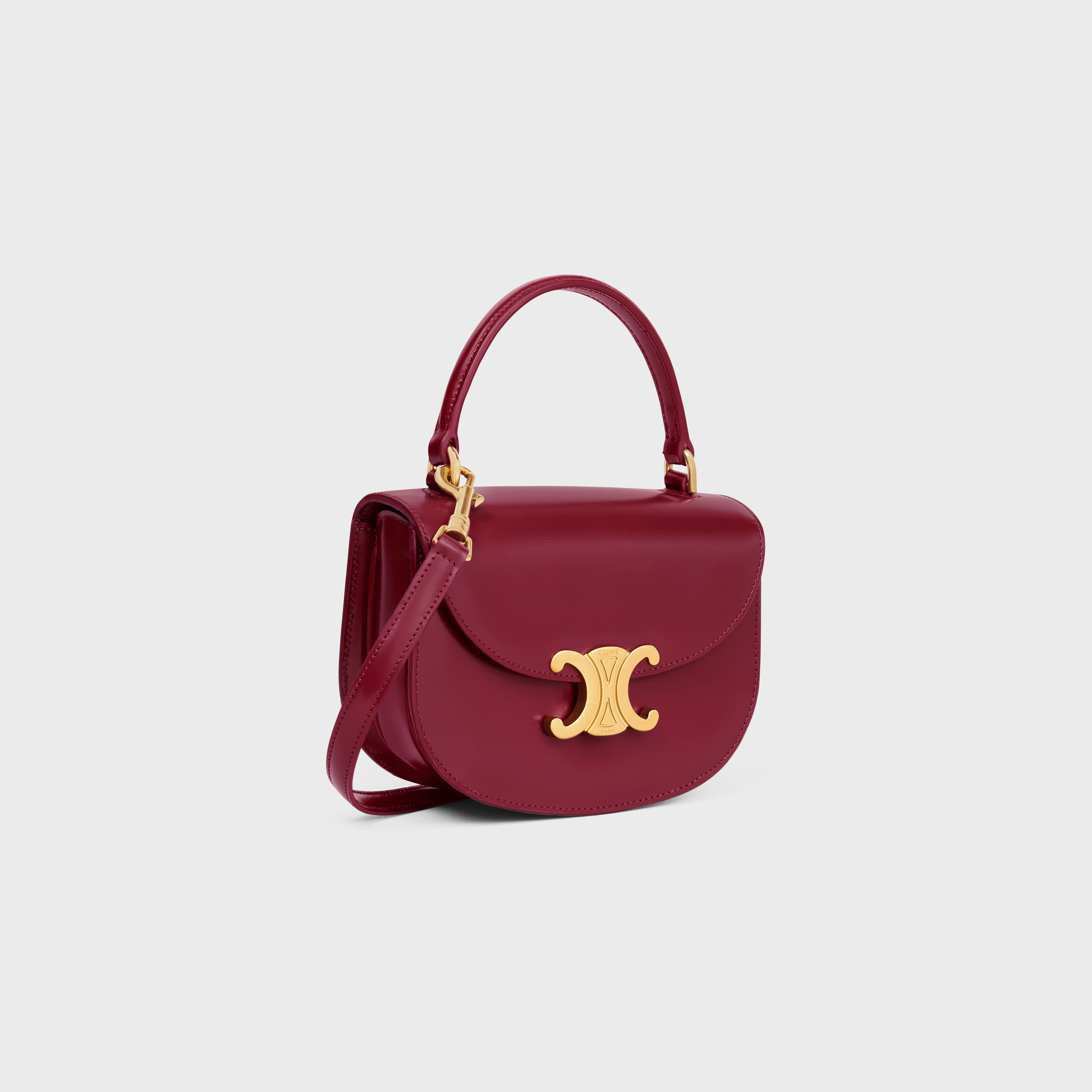 国内発送/CELINE/シャイニーカーフスキン MINI BESACE CLEA Celine Mini Shiny Calfskin Besace Clea Satchel (SHG-au1NfF)