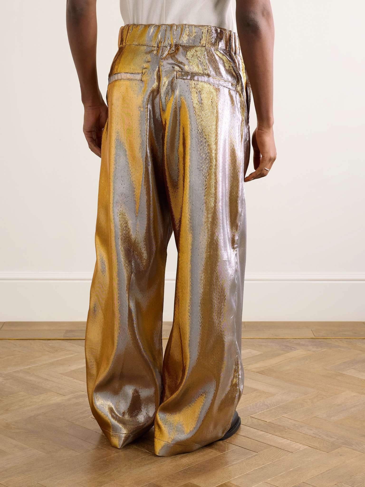 Wide-Leg Lamé Suit Trousers - 4