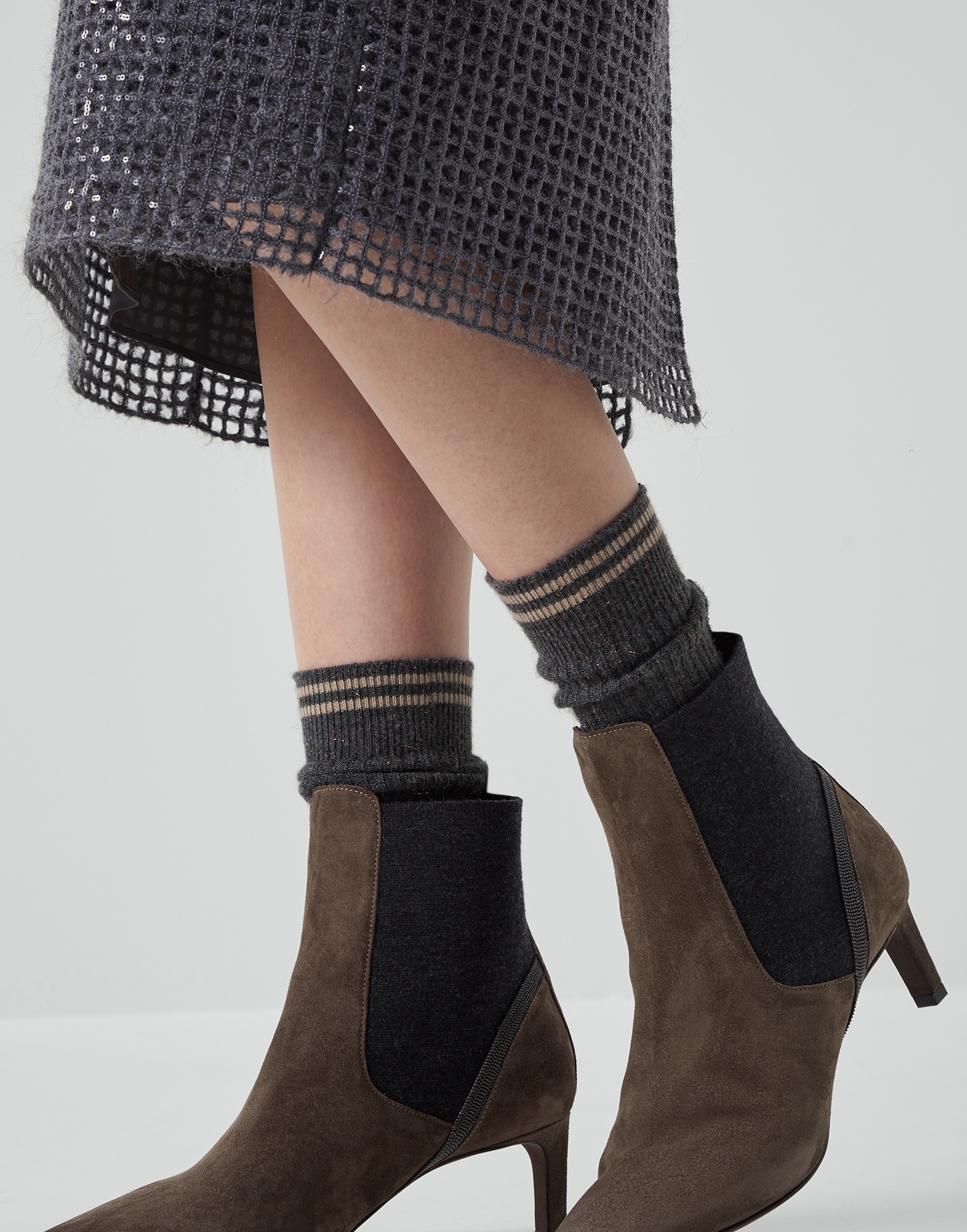 Sparkling cashmere rib knit socks - 3