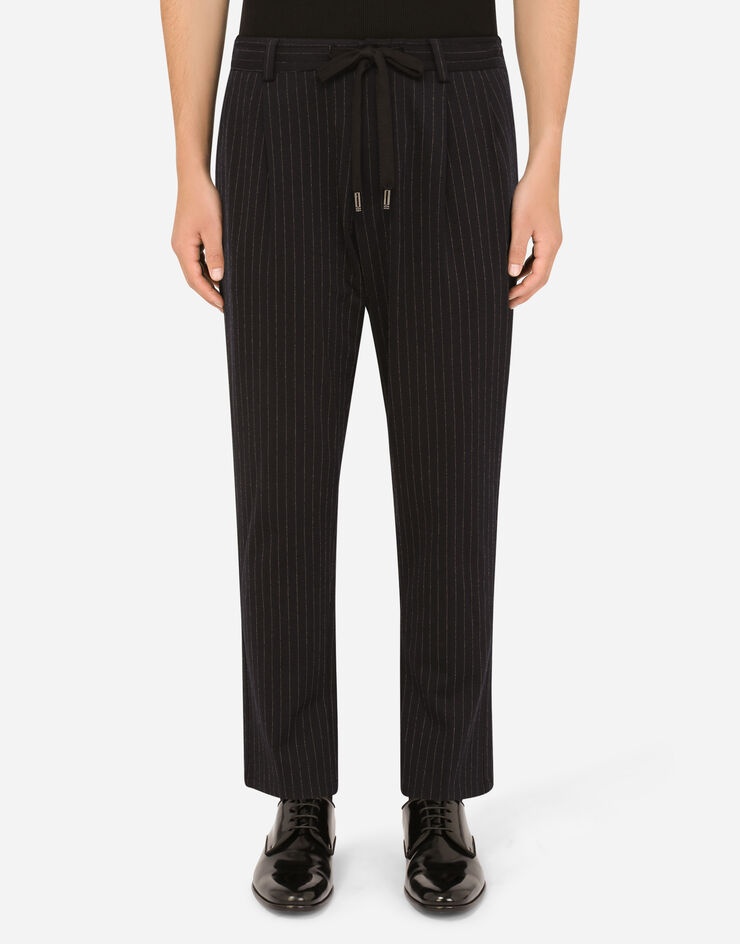 Stretch pinstripe wool jogging pants - 1