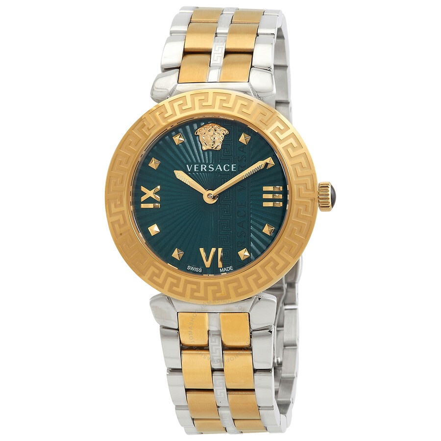 Versace Greca Icon Quartz Green Dial Two-Tone Ladies Watch VEZ600321 - 1