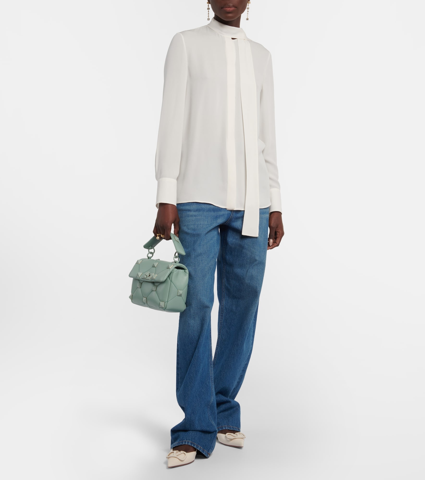 Tie-neck silk blouse - 2