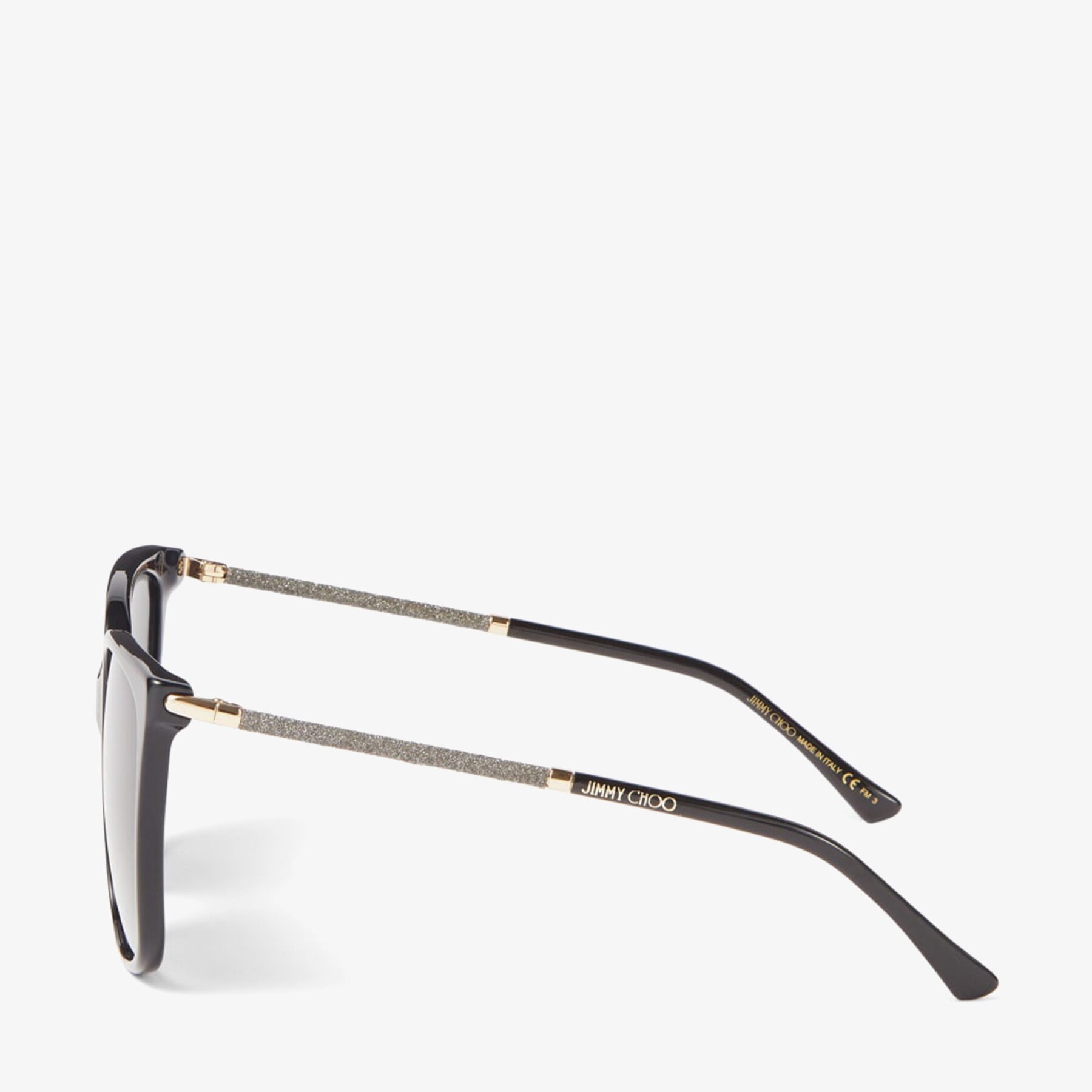 Scilla
Black Square-Frame Sunglasses with Black Glitter Temples - 2