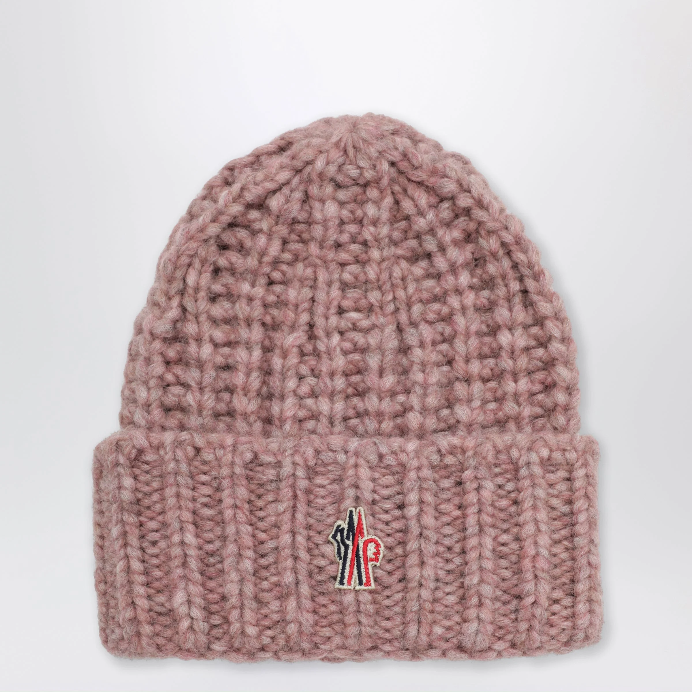 Cherry pink ribbed beanie in alpaca blend - 1