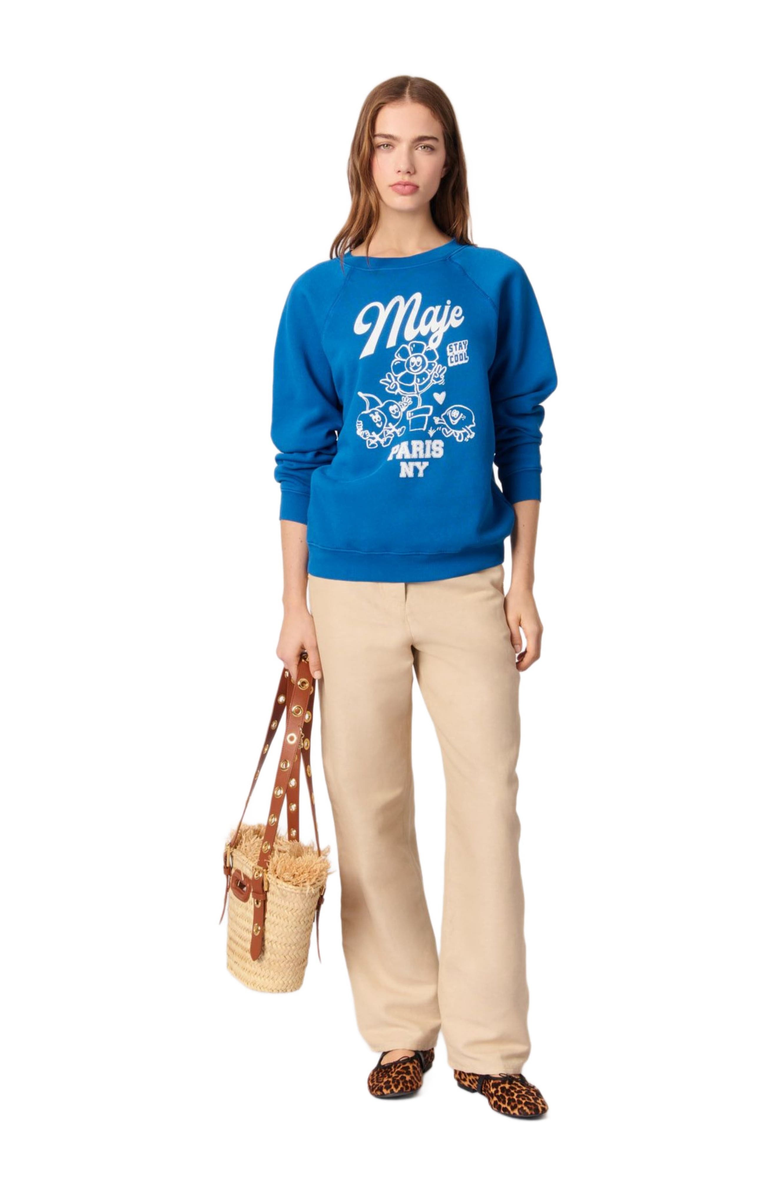 maje Paris sweatshirt in Blue at Nordstrom - 7