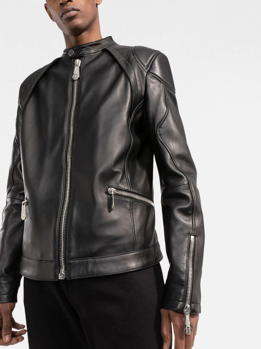 zip-through biker jacket - 3